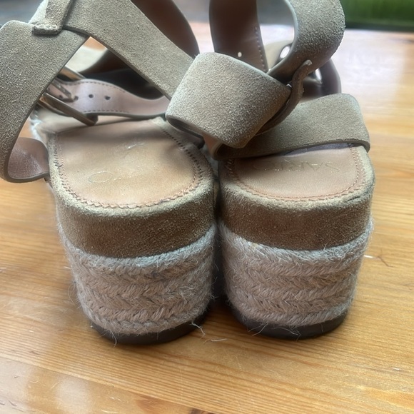 Sarto by Franco Sarto Tan leather Espadrilles with Wedge Heel and Ankle Strap 9M - Picture 4 of 10